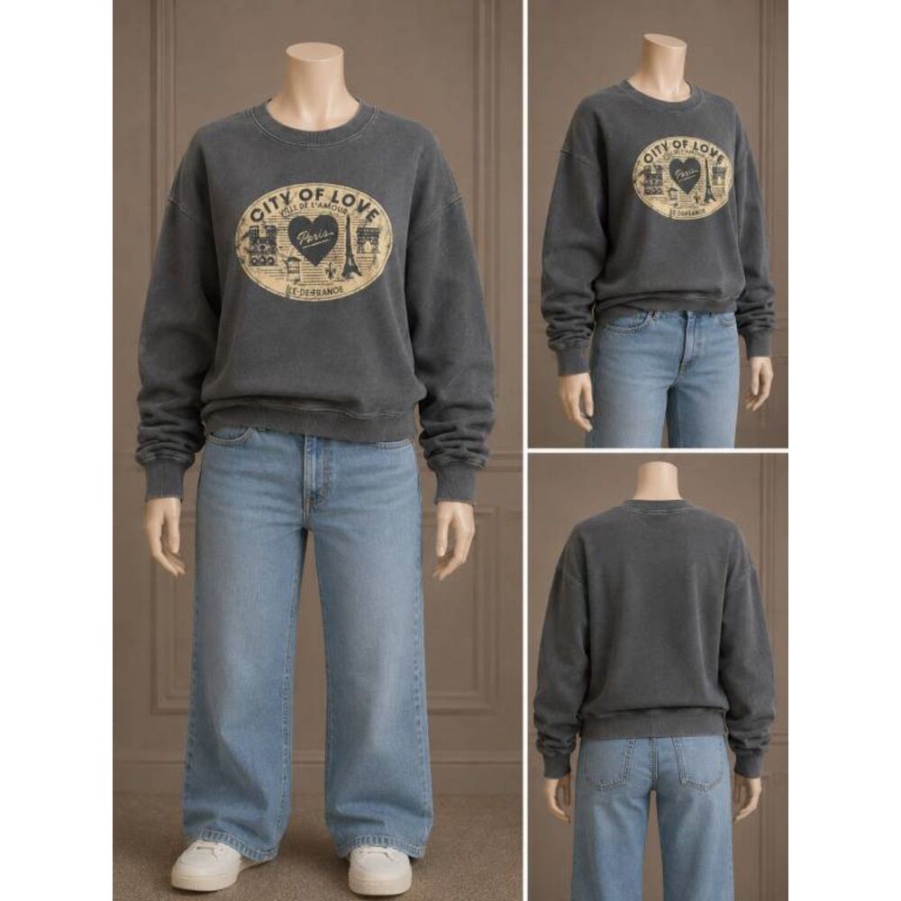 Golden Hour City of Love Paris Graphic Crewneck Sweatshirt XS/S